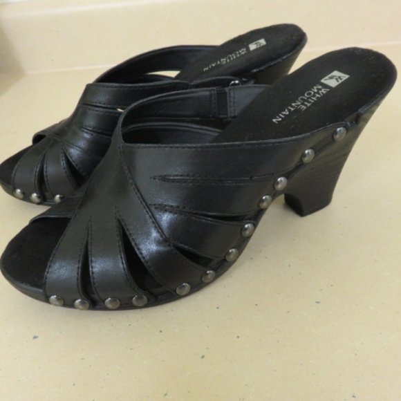 WHITE MOUNTAIN BLACK LEATHER UPPER CLOG/ SIZE 7 - Picture 1 of 8